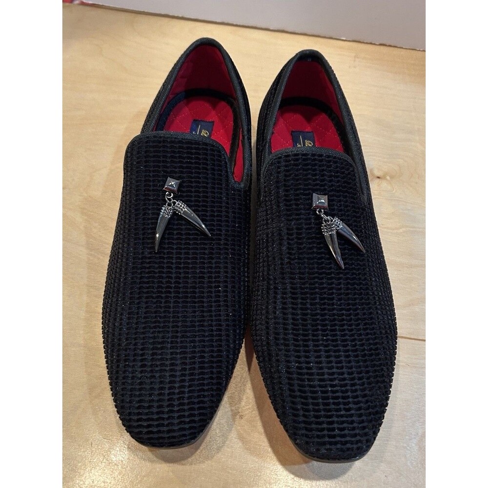 La Milano Men Shoes Vienna Black Red Bottoms Sz 11 Velvet Loafers